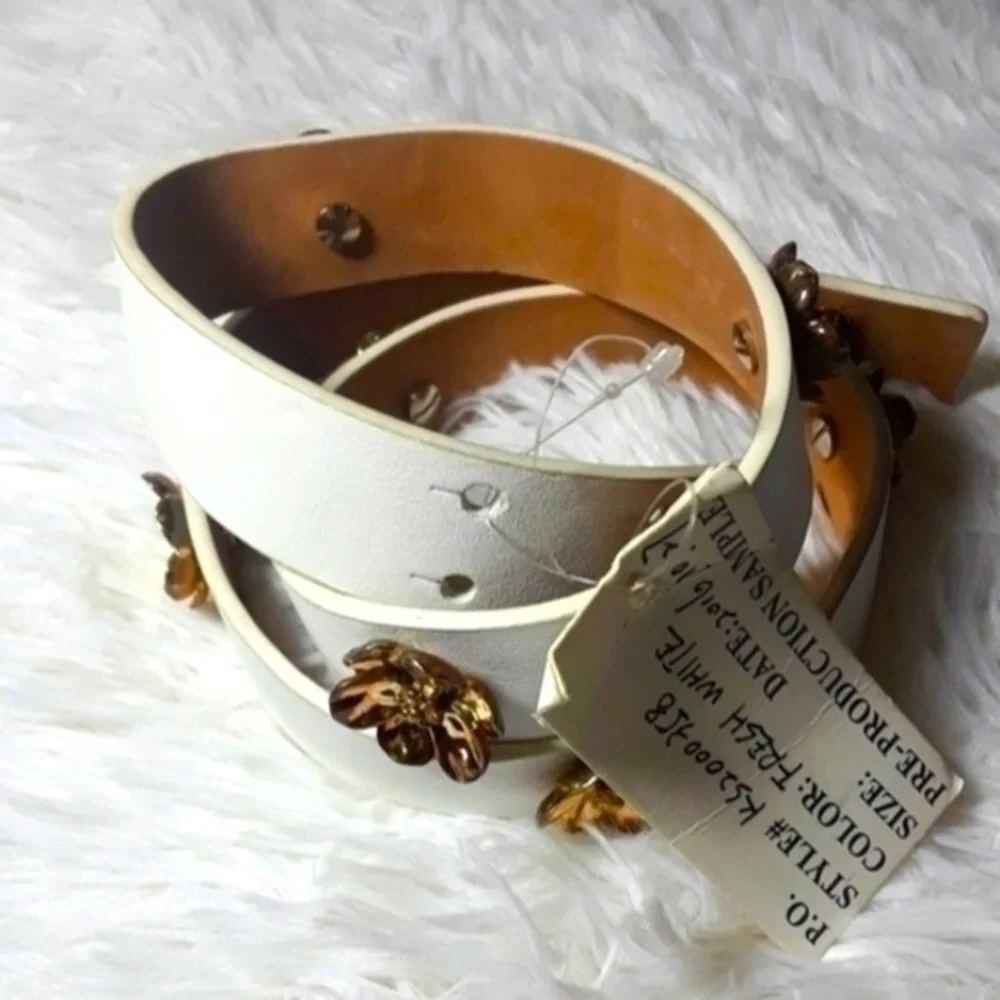 Kate Spade Sample Sale Golden Flowers Leather Belt